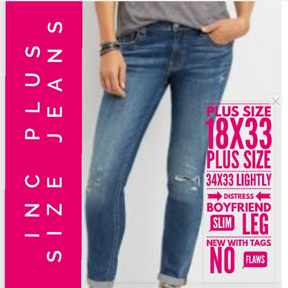 INC International Concepts Denim - INC Jeans Size 18/34X33 Boyfriend Slim Leg NWT